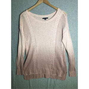 Womens American Eagle Sweater Ombré Cable Knit Pink Purple Loose Knit
